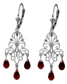 SILVER CHANDELIER EARRINGS WITH NATURAL GARNETS