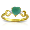 14K. SOLID GOLD RING WITH NATURAL DIAMONDS & EMERALD