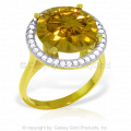 14K. SOLID GOLD RING WITH NATURAL DIAMONDS & CITRINE