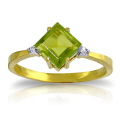 14K. SOLID GOLD RING WITH DIAMONDS & PERIDOT