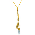 14K. GOLD NECKLACE WITH BLUE TOPAZ AND CITRINE