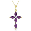 14K. GOLD NECKLACE WITH NATURAL DIAMOND & AMETHYST