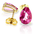 14K. SOLID GOLD STUD EARRING WITH NATURAL PINK TOPAZ