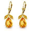 14K. GOLD LEVERBACK EARRING WITH NATURAL CITRINES