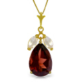 14K. SOLID GOLD NECKLACE WITH GARNET & WHITE TOPAZ