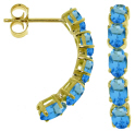 14K. SOLID GOLD EARRINGS WITH NATURAL BLUE TOPAZ