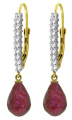 14K. GOLD LEVER BACK EARRINGS WITH DIAMONDS & RUBIES