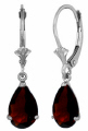 SILVER LEVER BACK EARRINGS WITH NATURAL GARNETS