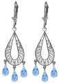 SILVER CHANDELIERS EARRINGS WITH NATURAL BLUE TOPAZ