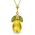 14K. GOLD NECKLACE WITH  NATURAL PERIDOTS & CITRINE