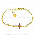 14K. SOLID GOLD CROSS BRACELET WITH NATURAL RUBIES
