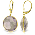 14K. GOLD LEVERBACK EARRING WITH CHECKERBOARD CUT ROUND AMETHYSTS