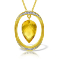 14K. SOLID GOLD NECKLACE WITH DIAMONDS & BRIOLETTE POINTY DROP CITRINE
