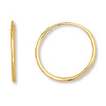 14K. SOLID GOLD ENDLESS HOOP EARRINGS 2.0 mm THICKNESS