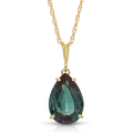 14K. SOLID GOLD NECKLACE WITH LAB. GROWN PEAR SHAPE ALEXANDRITE