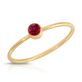 14K. SOLID GOLD RING WITH NATURAL ROUND SHAPE BEZEL SET RUBY