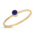 14K. SOLID GOLD RING WITH NATURAL ROUND SHAPE BEZEL SET SAPPHIRE
