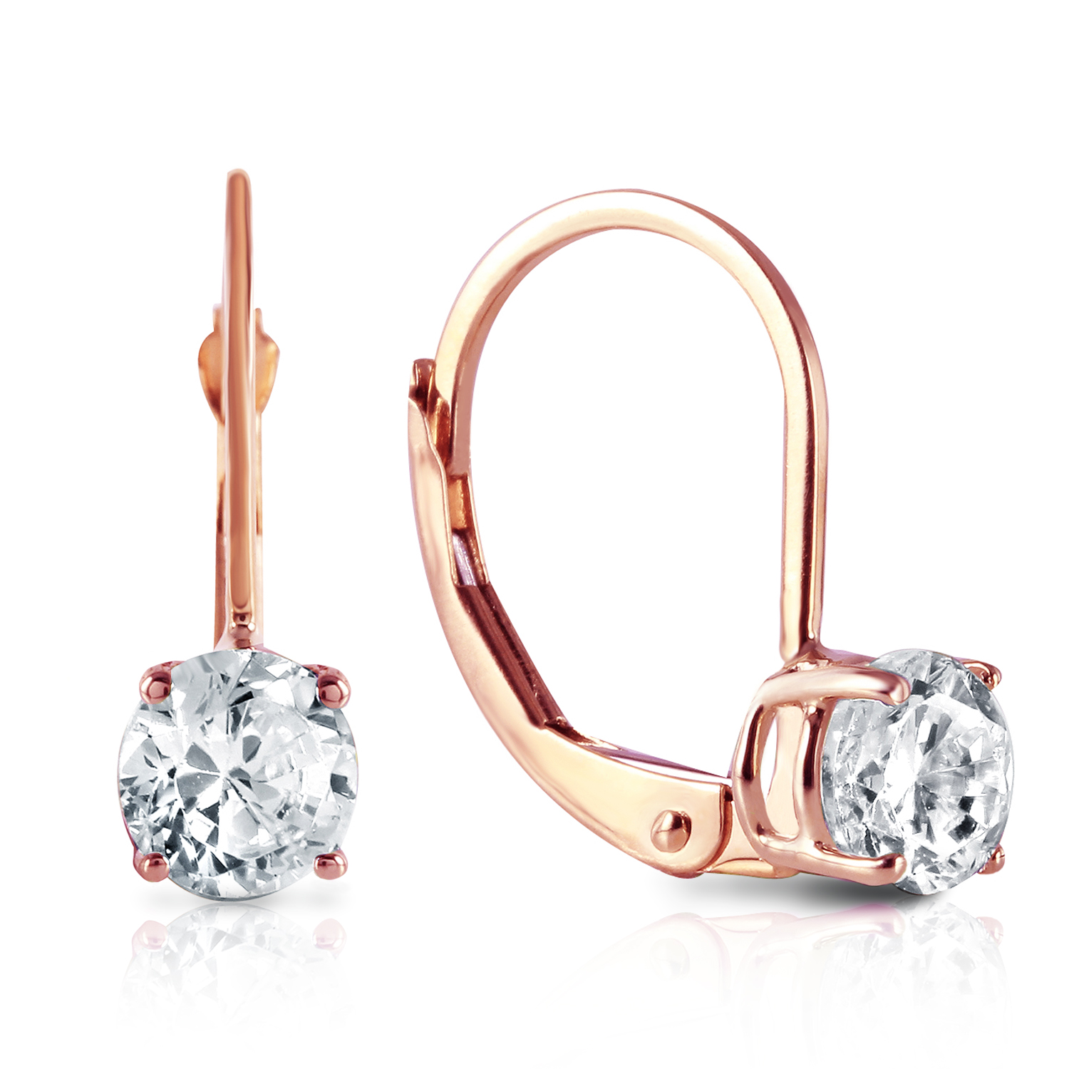 Carat K Solid Rose Gold Leverback Earrings Carat Diamond EBay