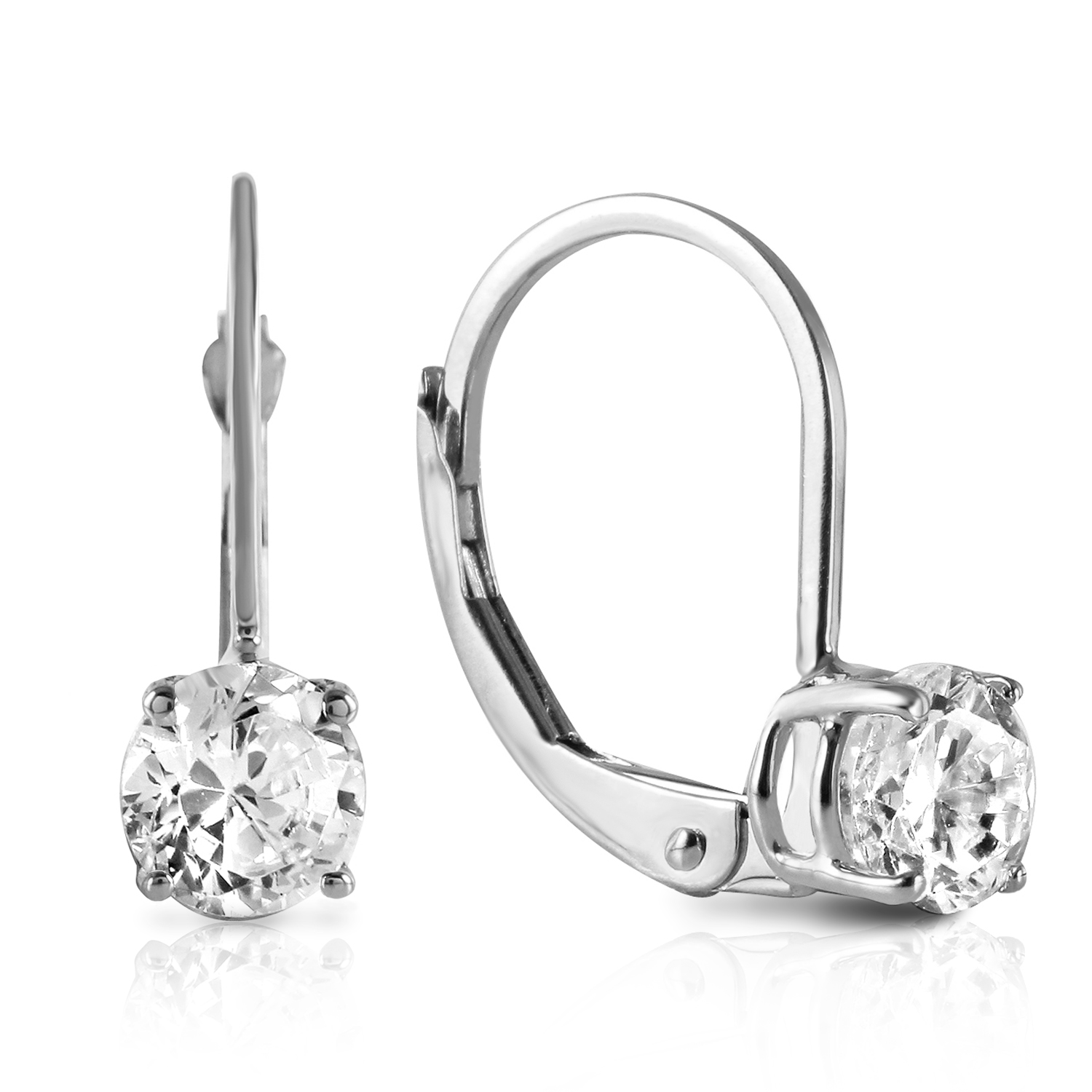 1 Carat 14k Solid White Gold Leverback Earrings 10 Carat Diamond Ebay