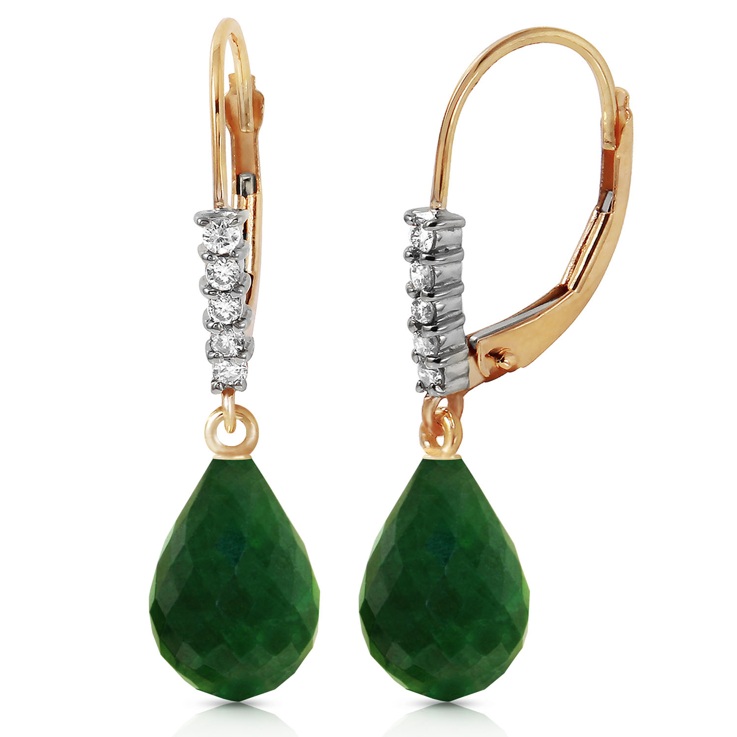17.75 CTW 14K Solid Gold Leverback Earrings Natural Diamond Emerald | eBay