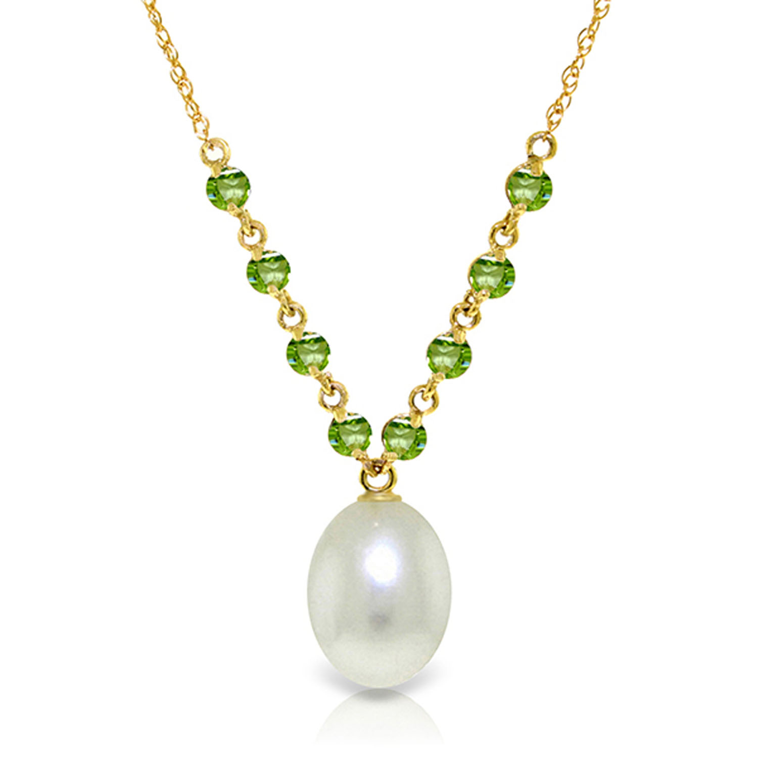 5 Ctw 14k Solid Gold Fine Necklace 16 24 Genuine Peridot Pearl Ebay 4513